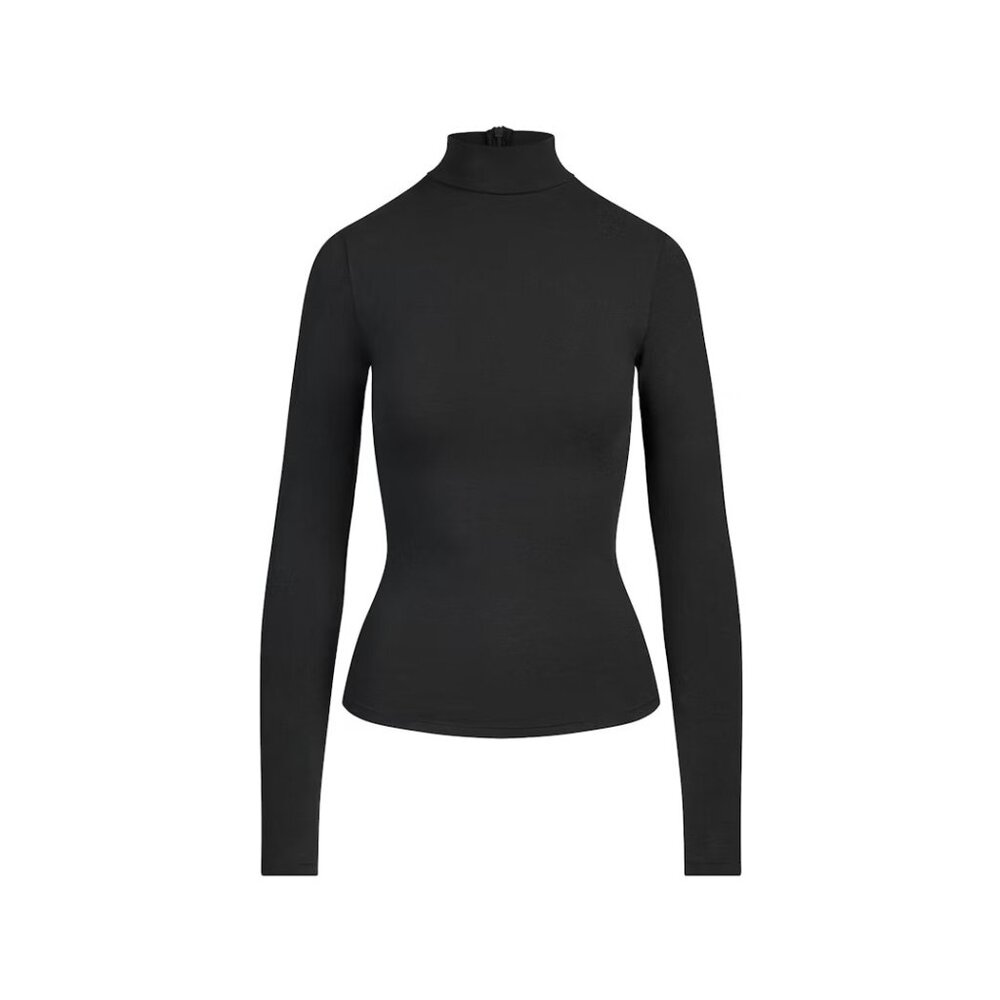 NWT SKIMS Cotton Jersey Turtleneck, Black, Medium - Picture 2 of 2